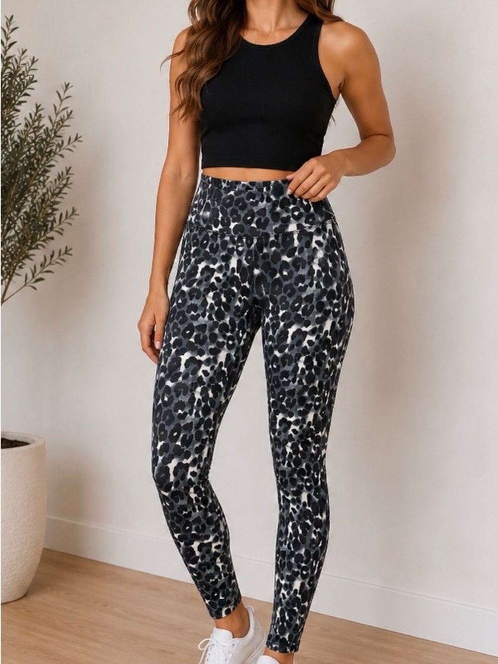 High-Rise Black Leopard Print Leggings